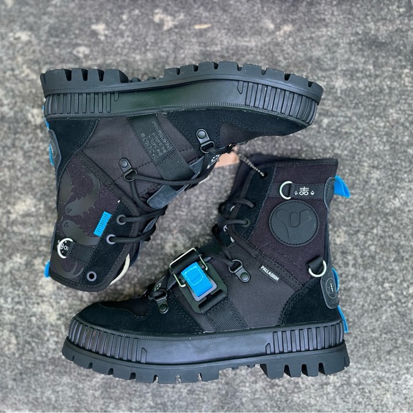 Palladium Shoes - 🆕 Palladium PL Shock Witch Queen Black Boots with Blue Accent unisex